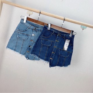 Chân váy jeans lêch xéo tà