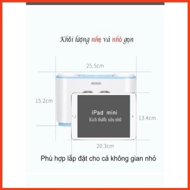 [Loại 1 Tốt Nhất] Bộ dụng cụ nhả kem đánh răng tự động 4 cốc kèm giá treo bàn chải Ecoco - Gia Dụng Thông Minh