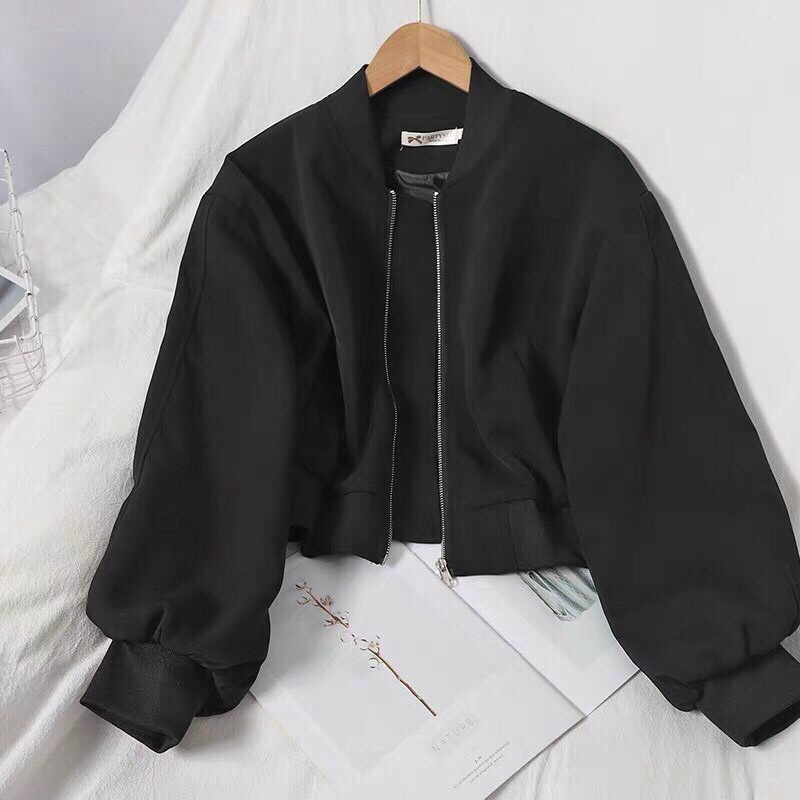 Áo Khoác Dù Nữ Croptop Cổ Bomber Cúc Bấm Mới - NGỌC HÂN FASHION - ĐĂNG QUANG FASHION