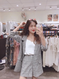 Sét vest caro quần đùi