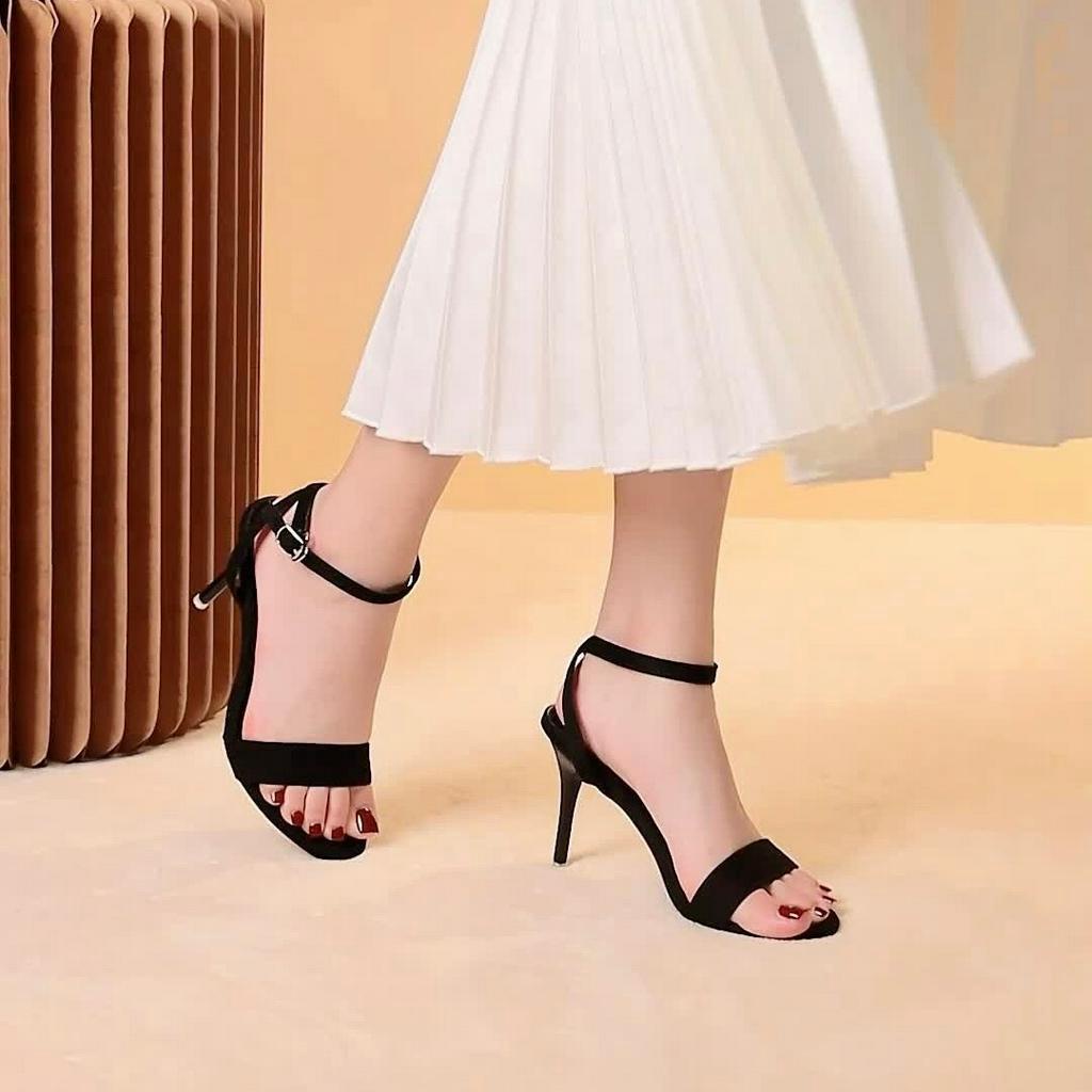 Giày MWC 4355 - Giày Sandal Cao Gót Quai Ngang Gót Nhọn 7p Basic Thời Trang