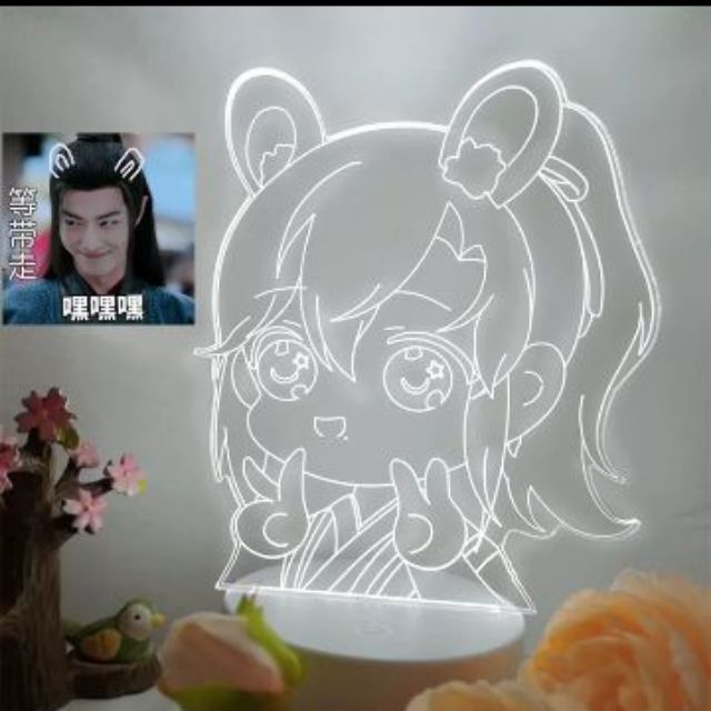 Đèn ngủ 3d đế đổi 16 màu Tiêu Chiến Trần Tình Lệnh Ngụy Vô Tiện để bàn trang trí quà tặng đáng yêu dễ thương hình chibi