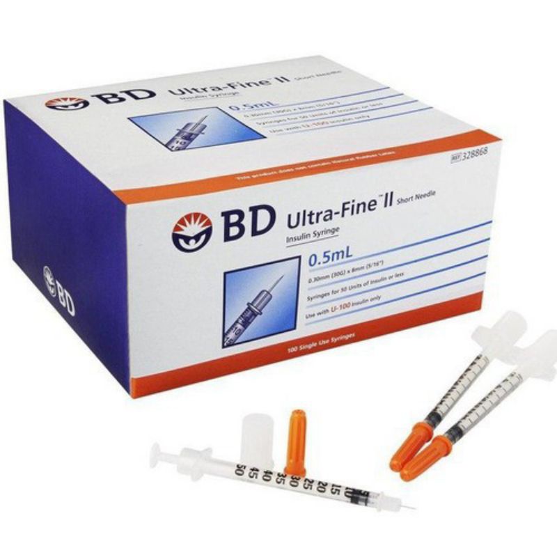 Kim tiêm tiểu đường Insulin BD 0,5ml cc x 30G hộp 100 chiếc