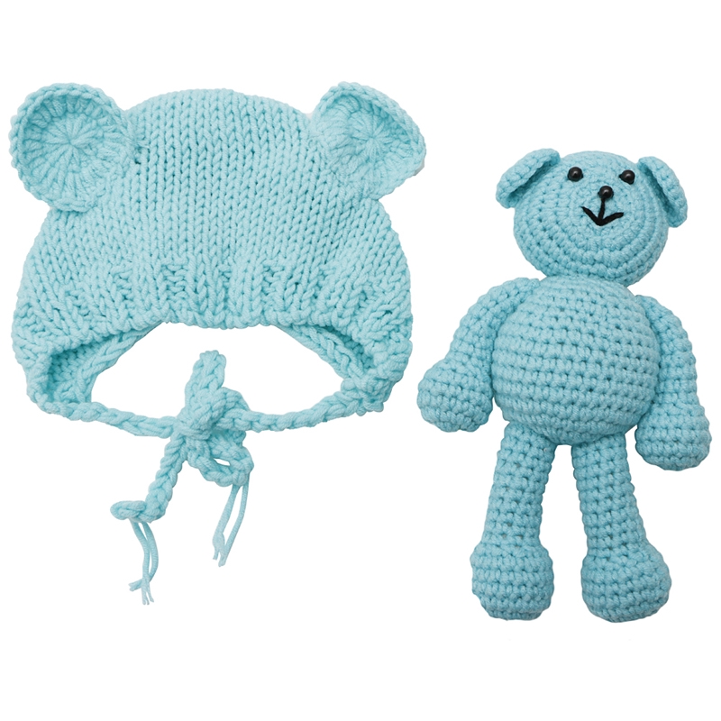 Mary☆Newborn Baby Girl Boy Photography Prop Photo Crochet Knit Costume Bear +Hat Set
