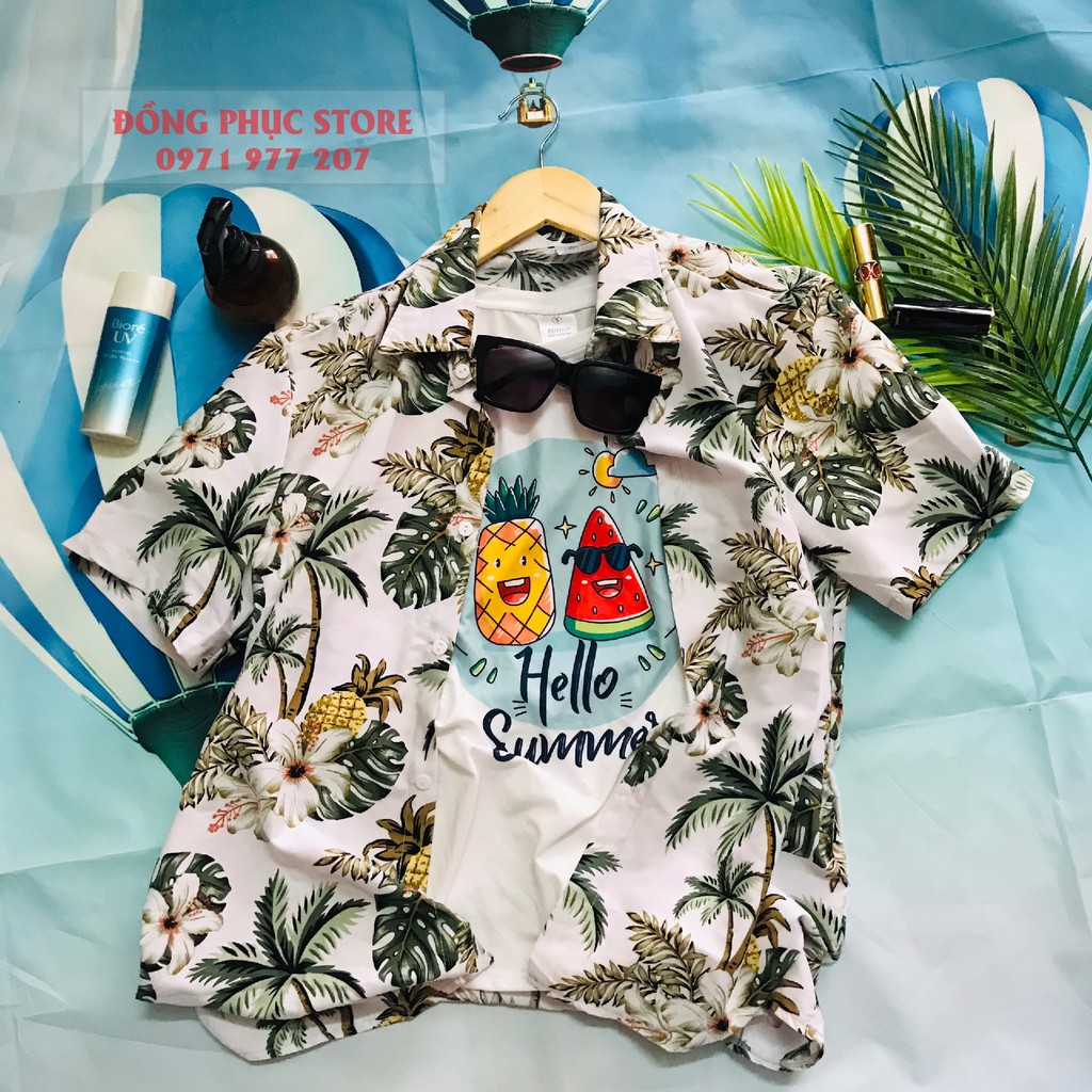 Áo đi biển, áo sơ mi họa tiết, hawaii kate thái