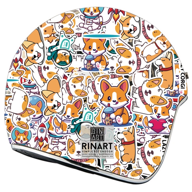 Bộ 100 sticker cún corgi cực kute dùng để trang trí điện thoại di động/ván trượt/vali không để lại dấu keo
