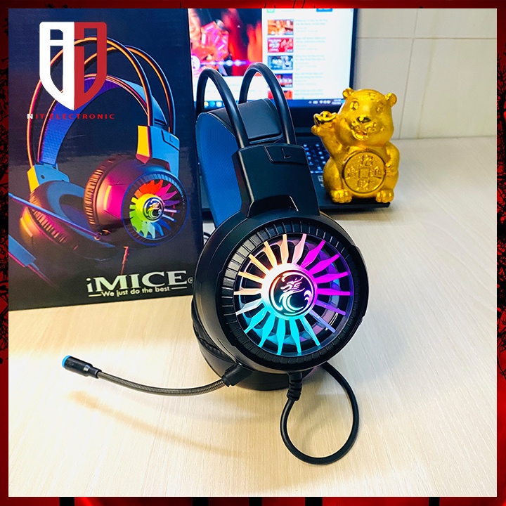 Tai nghe gaming máy vi tính IMICE HD-490 7.1 headphone chụp tai pc có dây Led RGB