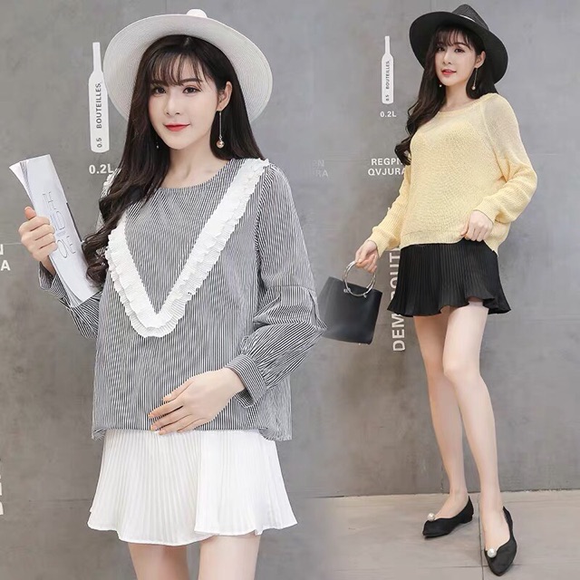🤰chân váy ngắn xếp li mùa hè cho bà bầuhàng quảng châu( sẵn hàng giao ngay)ảnh thật.