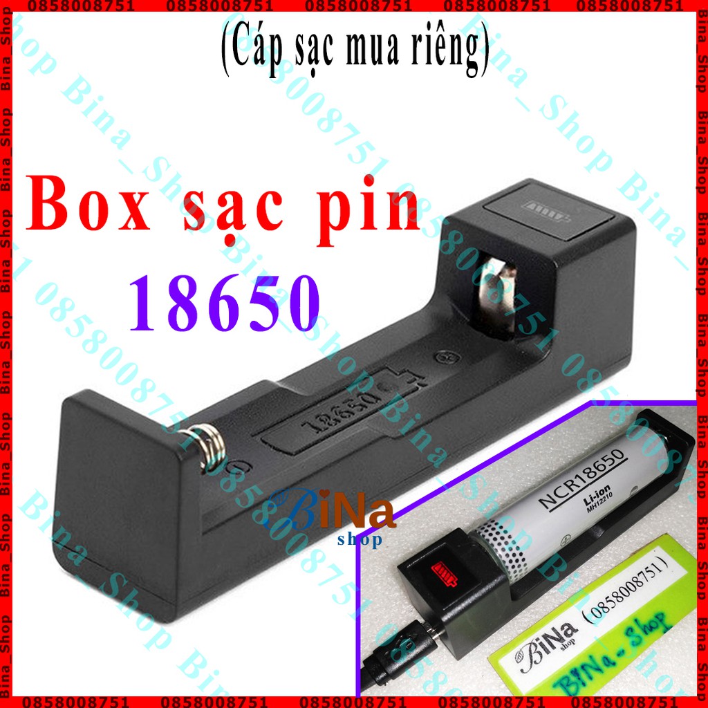 Bộ sạc pin 18650 1 khe tự ngắt khi đầy Box sạc 1 cell pin tiện dụng (Cáp sạc mua riêng)