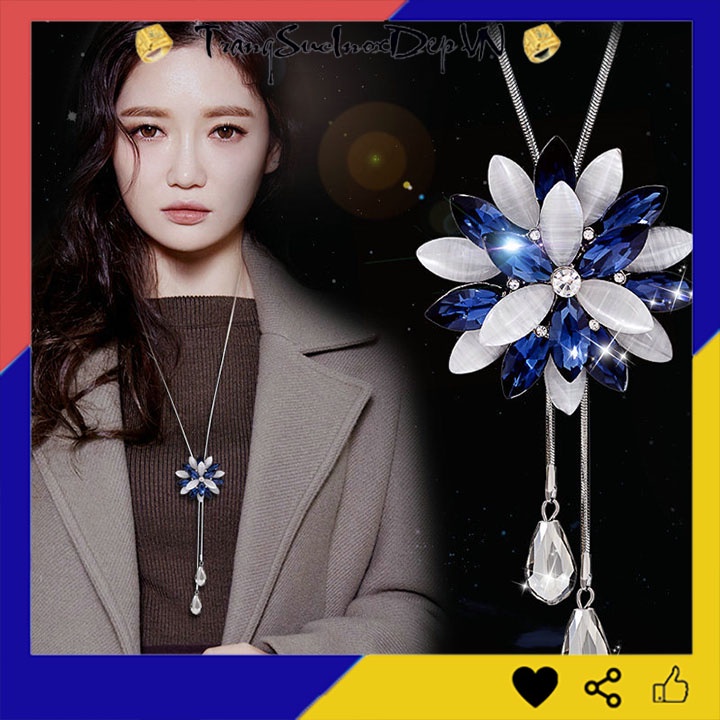 Dây chuyền nữ phong cách Hàn Quốc rớt hoa tuyết kiểu dài siêu đẹp, hợp thời trang, mang phong cách, dễ phối đồ