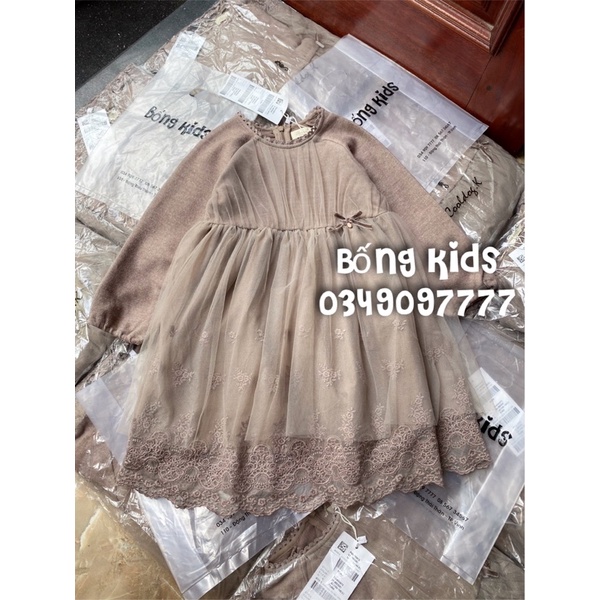 Váy Len BabyDoll Bé Gái Phối Ren Primits