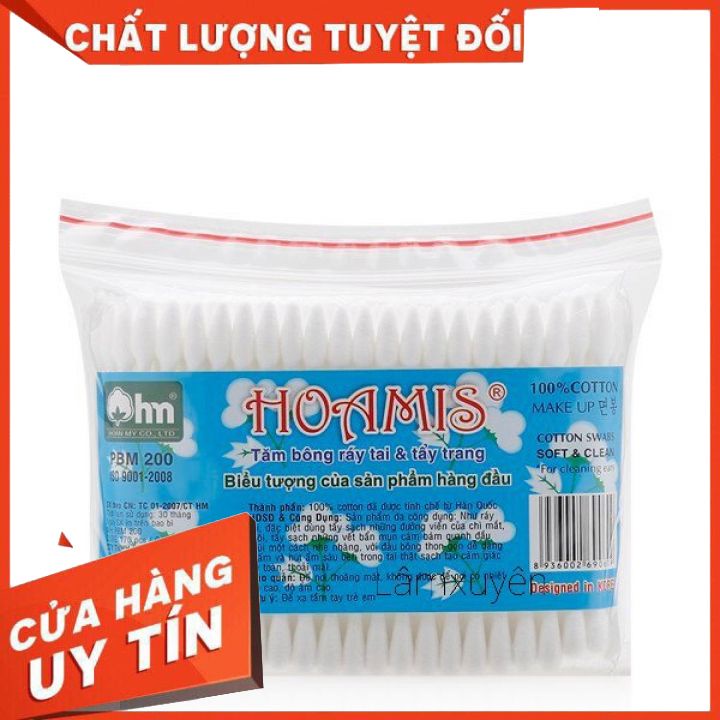 Bông tăm tiệt trùng HOAMIS  nhỏ gọn nhựa mềm trơn