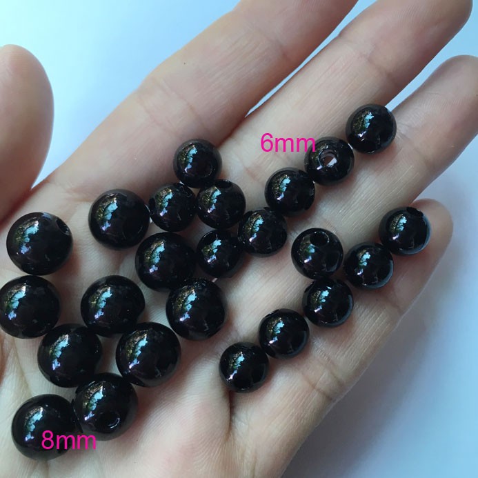 Hạt nhựa tròn phủ màu đen bóng size 3-10mm (chọn loại) GSN60B