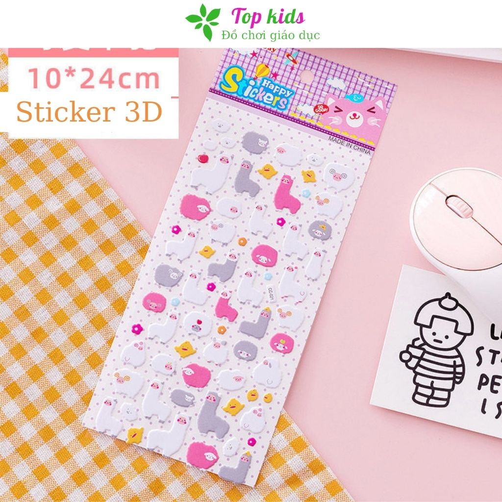 Hình dán sticker cute Combo 10 hình siêu to hình nổi 3D KT 24x10cm đa dạng mẫu dán công chúa cô gái siêu nhân - TOPKIDS