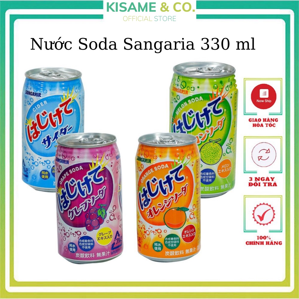 Nước soda Sangaria Hajikete nhiều vị thanh mát Nước uống giải khát Nhật Bản 350ml [HSD T6/2023]