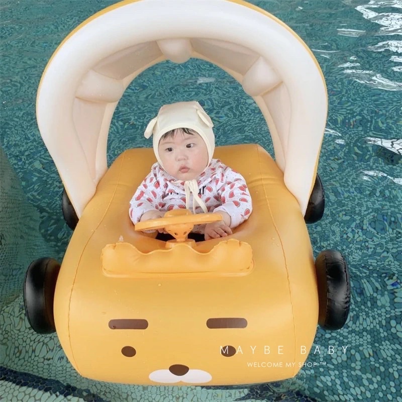 Phao bơi cho bé tập bơi có mái che, phao bơi chống lật hình ô tô đáng yêu cho trẻ em