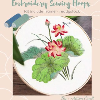 Bộ khung thêu hình hoa sen diy