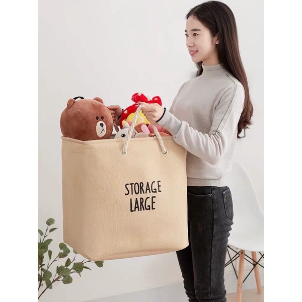 Giỏ vải đựng quần áo, hình chữ nhật vintage dày dặn