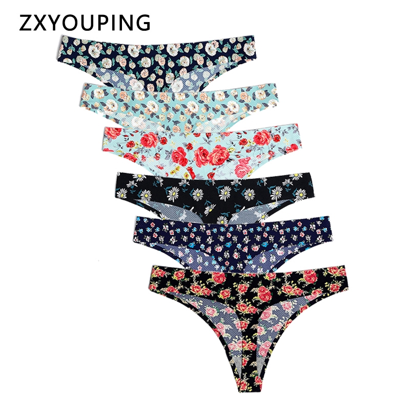 Set 6 quần lót cotton ZXYOUPING thoáng khí in họa tiết size US thời trang cho nữ