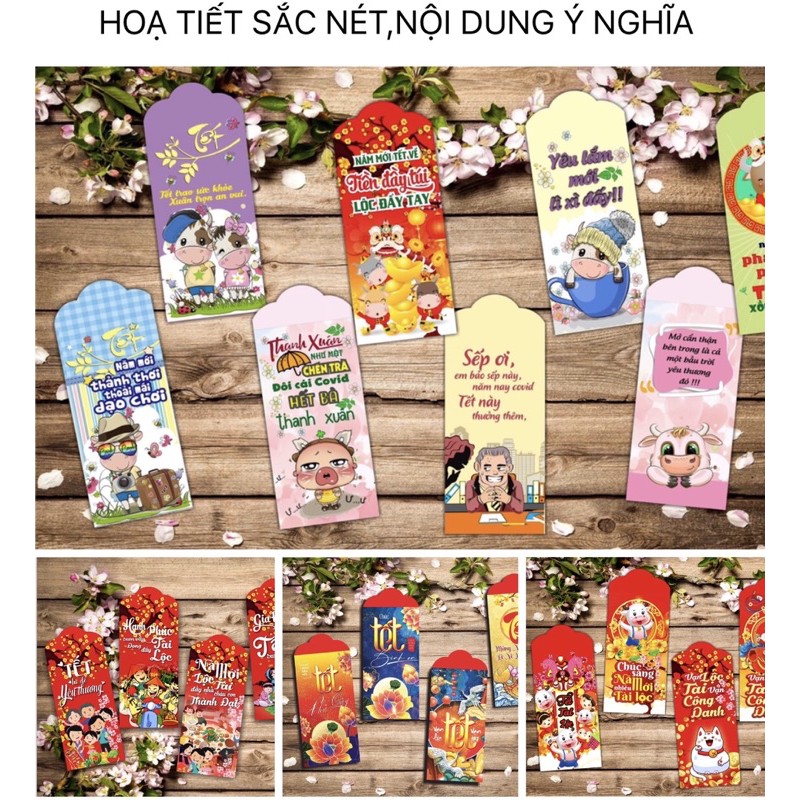 LiXi Tết 2021 ❤️SET 10 CHIẾC❤️Lì Xì Truyền Thống Vô Cùng Ý Nghĩa Và Dễ Thương.