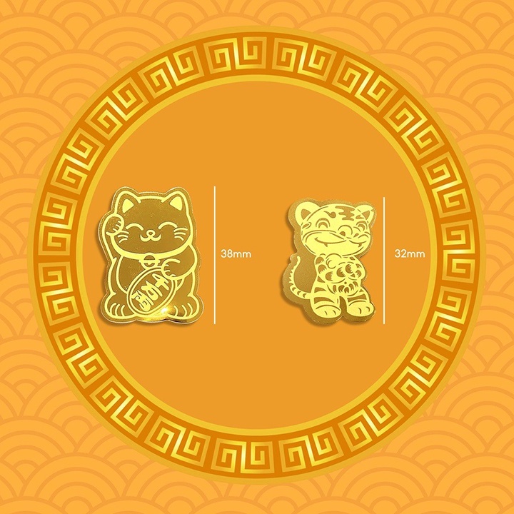 Miếng dán sticker Hổ Phú Quý - Mèo Thần tài mang tài lộc, may mắn cho ốp lưng iphone , đựng trong ví,...