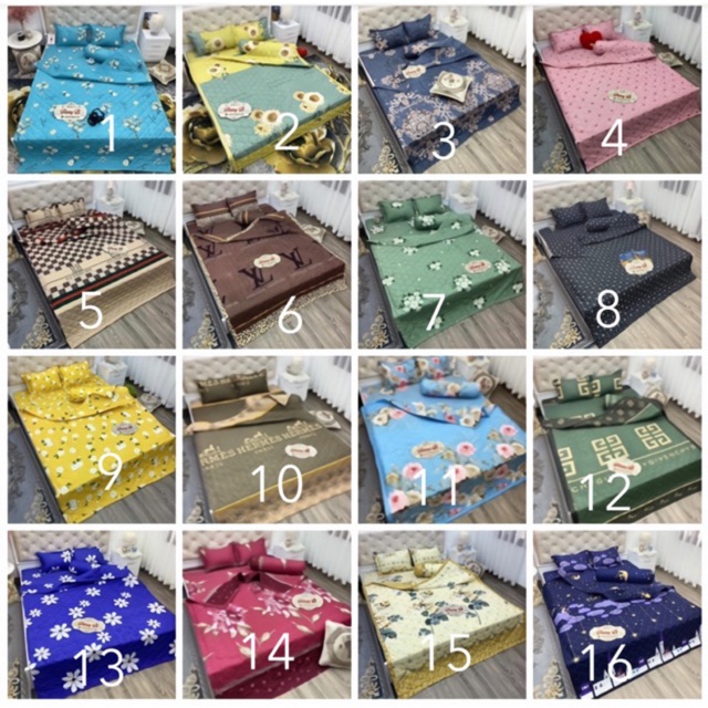 Trọn bộ chăn hè ga gối 4 món ❤️❤️ poly cotton nhiều mẫu đủ màu sắc nhắn tin chọn mầu chọn mẫu Ga Gối Poly | BigBuy360 - bigbuy360.vn