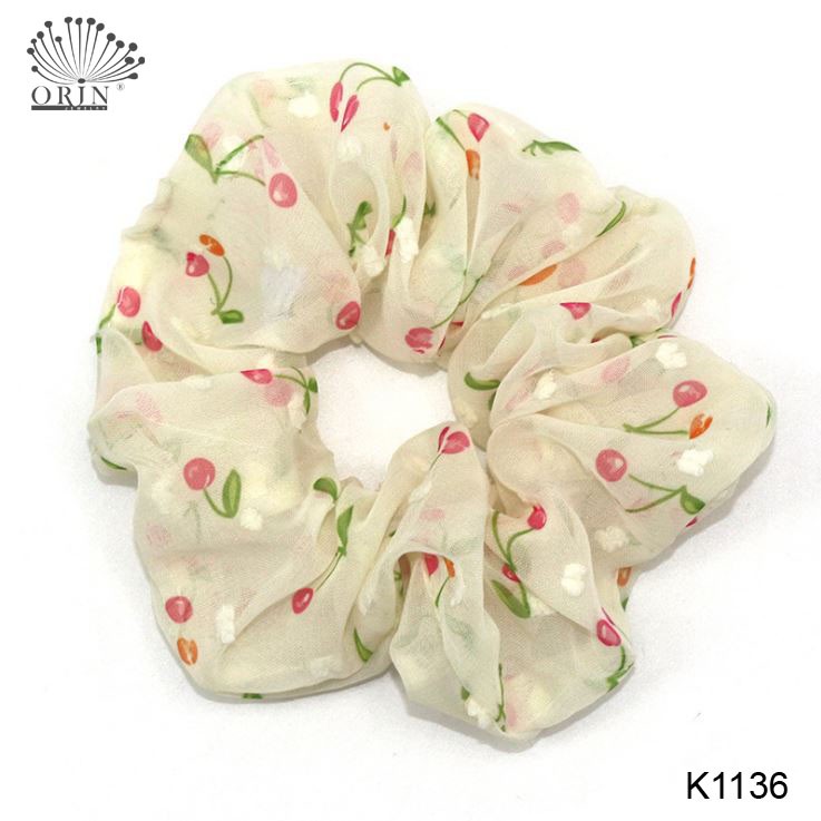 Dây buộc tóc, cột tóc vải scrunchies trái cherry Orin K1136