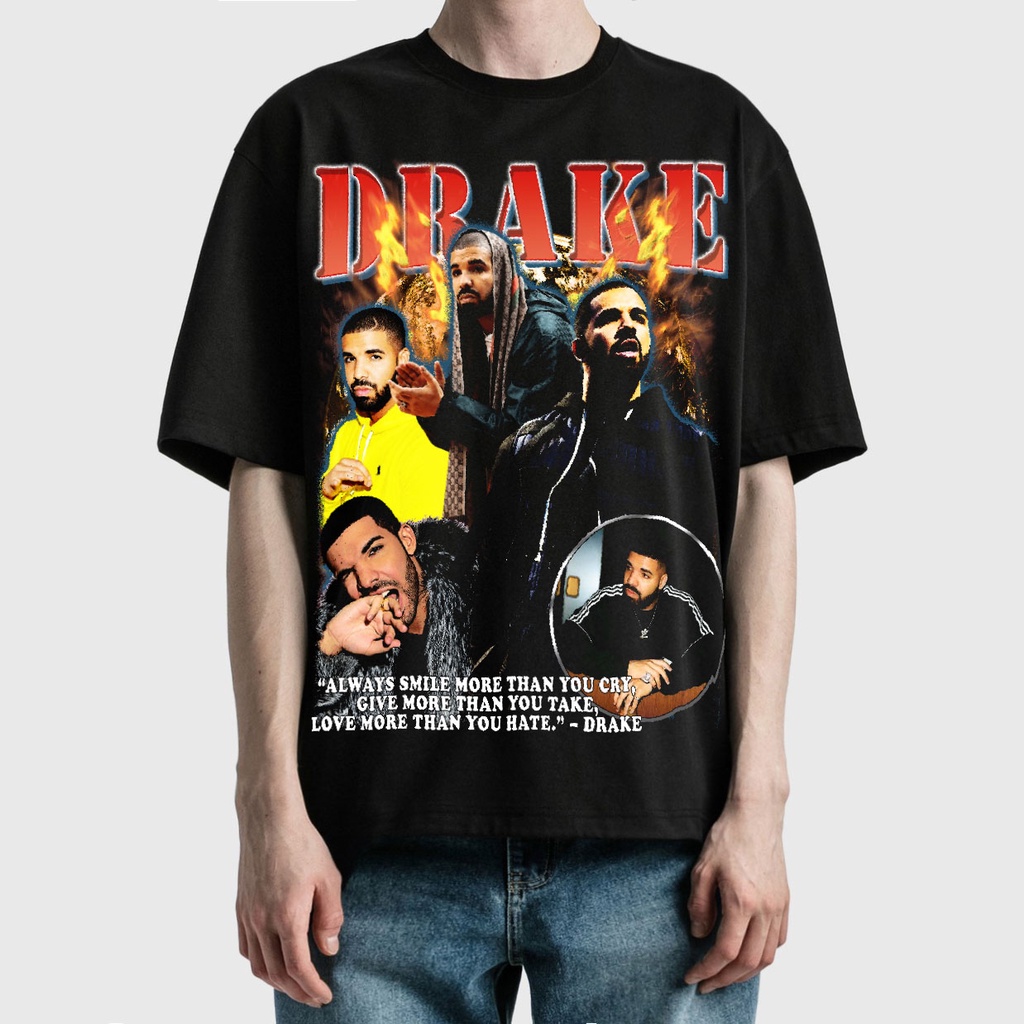 BLANK | Áo Thun DRAKE Tay Lỡ Unisex - Đen/Trắng Cổ Tròn