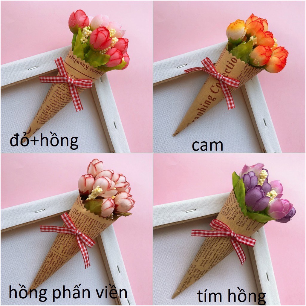 Bó hoa tuylip nhỏ 20cm phụ kiện chụp ảnh