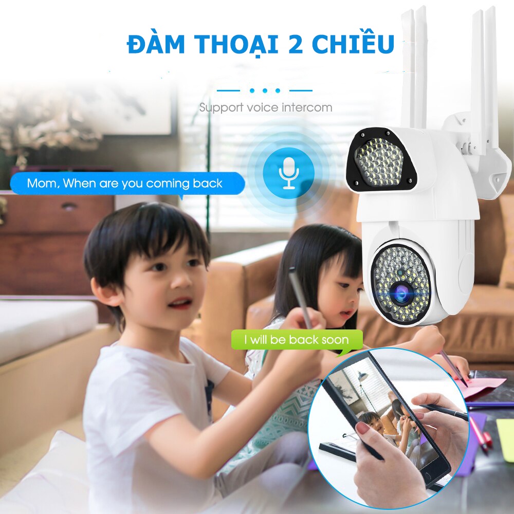 Bảo Hàng1Năm Camera wifi không dây giám sát chống trộm ngoài trời xoay 360 độ chống nước nói chuyện 2 chiều chính hãng