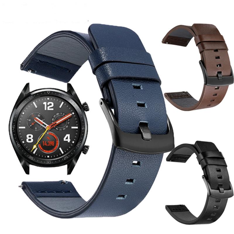 Dây đeo bằng da mềm cho đồng hồ thông minh Huawei Gt / Gt2 46mm Samsung Active 42mm Watch 20 / 22mm tùy chọn màu sắc