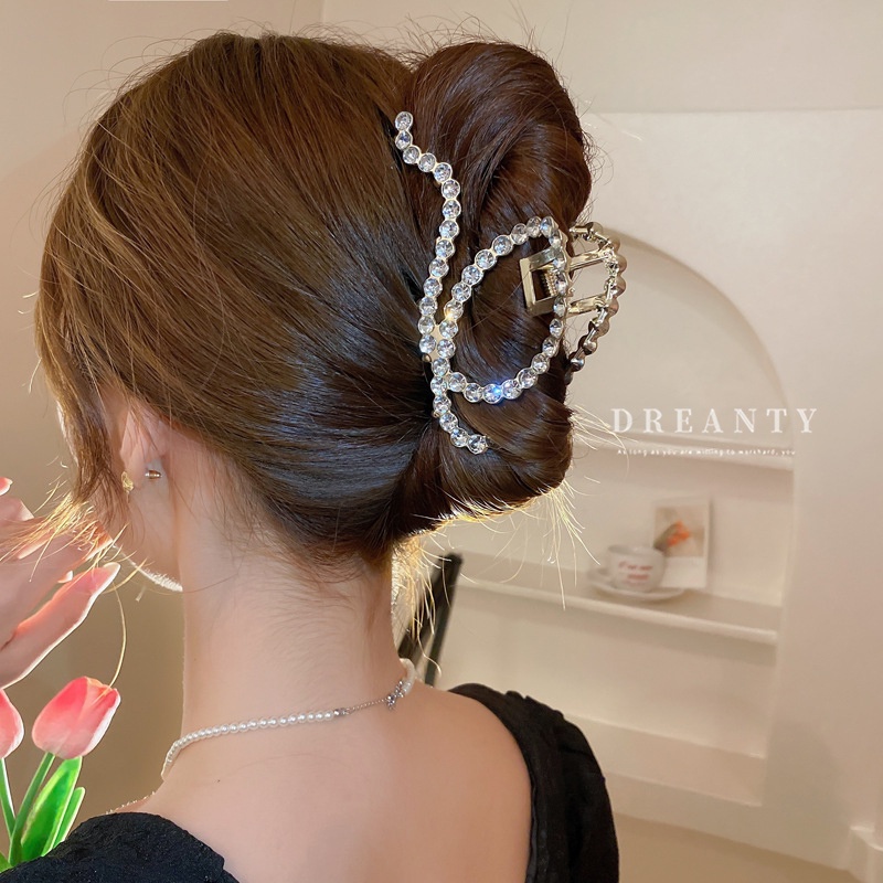 Kẹp Tóc Đính Kim Cương Giả Và Ngọc Trai Phong Cách Retro Thanh Lịch Thời Trang