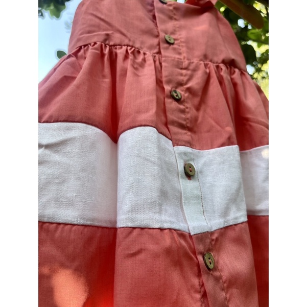 Đầm thô 2 dây phối ren điệu đà cho bé