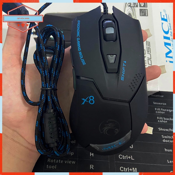 Chuột Máy Vi Tính Laptop PC Gaming Có Dây IMICE X8 Đèn Led Mouse Máy Tính Chuyên Game