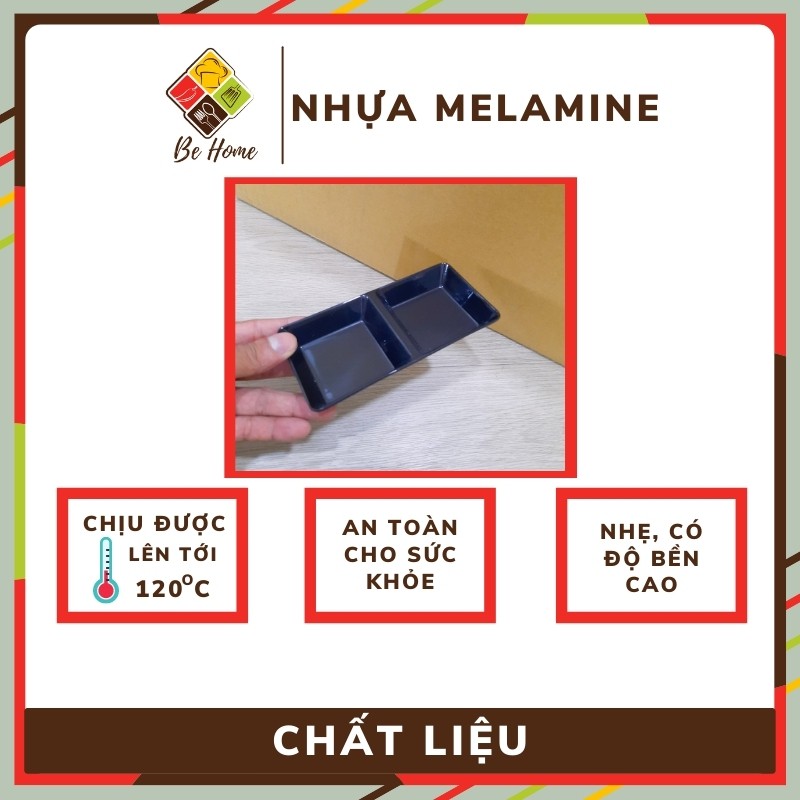 Khay Nước Chấm Melamine BEHOME Chén nhựa chấm đĩa chấm 2 Ngăn Melamine Dụng Cụ Bàn Ăn Cao Cấp