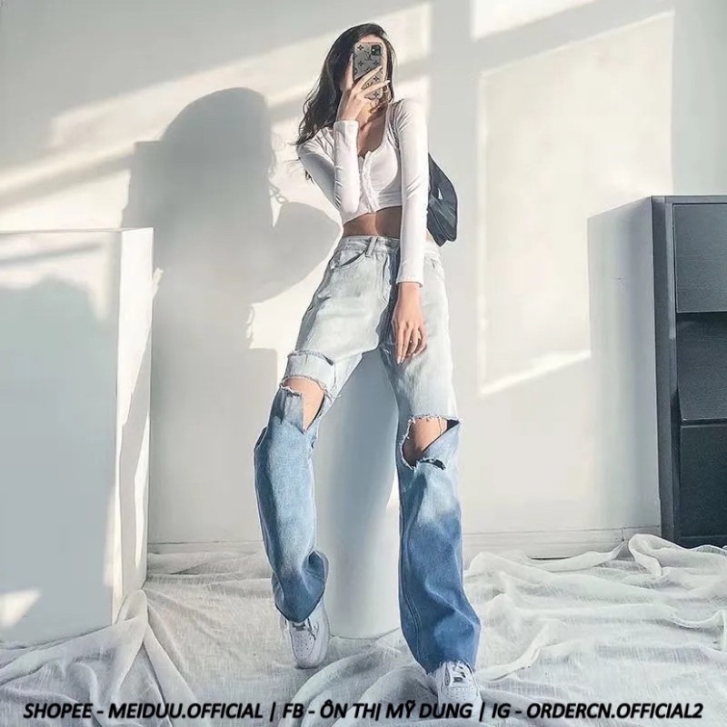 TRẢ HÀNG QUẦN BÒ JEANS KIỂU OMBRE RÁCH COOL NGẦU SANG CHẢNH