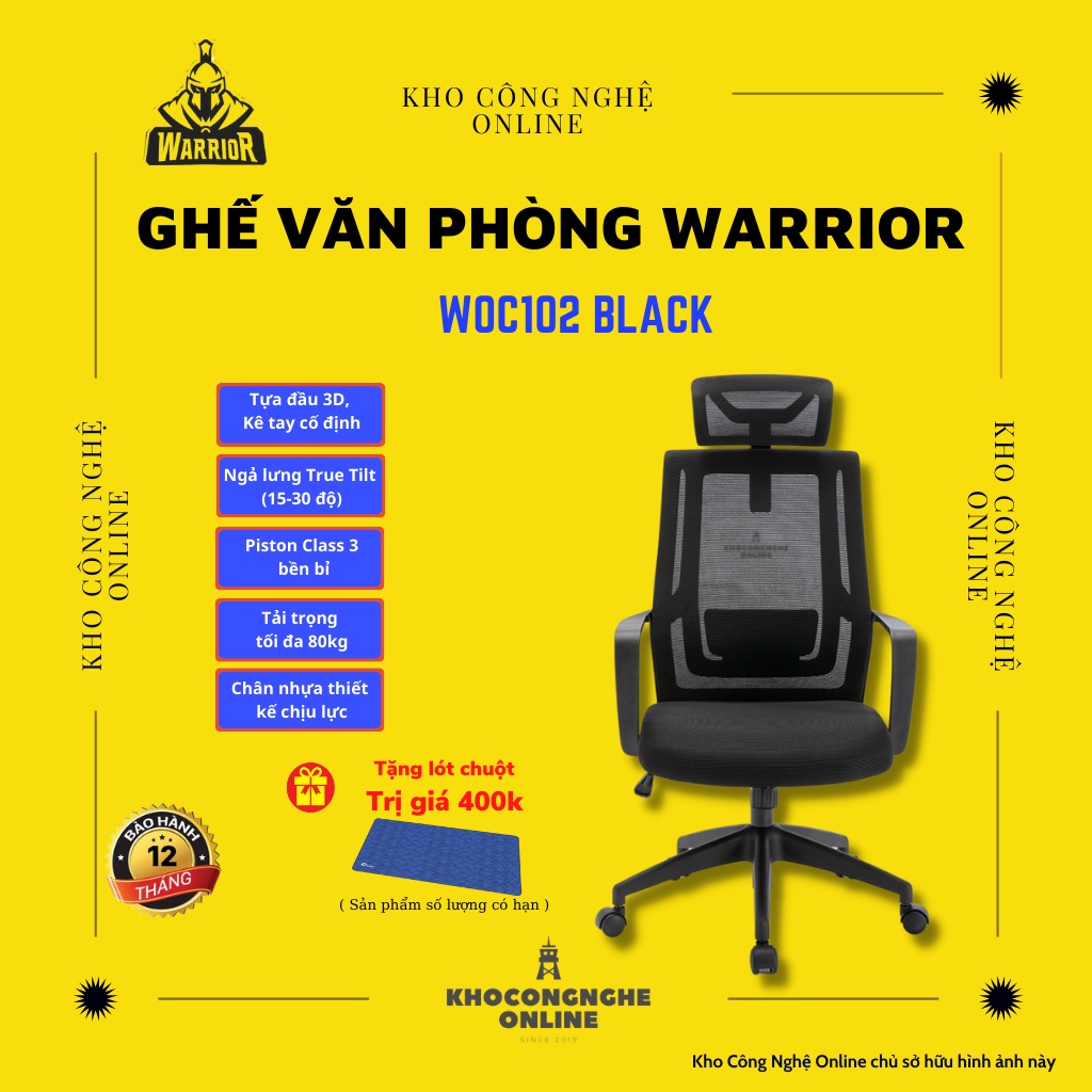 Ghế văn phòng WARRIOR – WOC102 Black