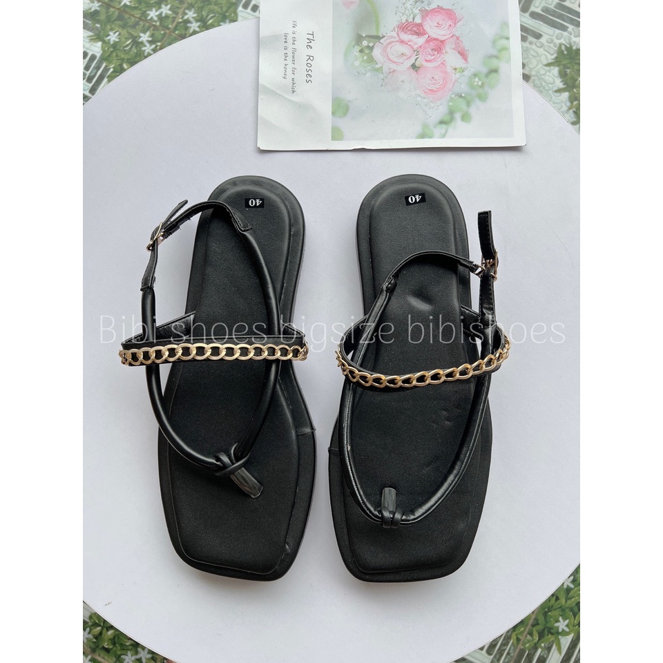 Dép nữ, Sandal kẹp dây xích đế bánh mì 3 cm bigsize 40-44