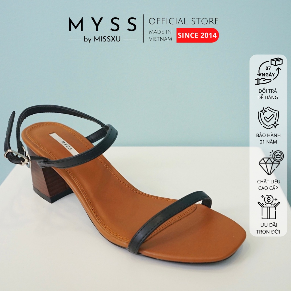 Giày sandal nữ gót trụ vân gỗ 5cm thời trang MYSS - 9dc