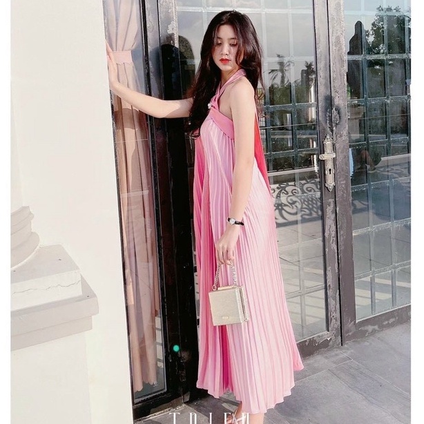 Đầm Maxi Phi Lụa Phối Màu Đi Biển Du Lịch Chụp Ảnh Sống Ảo Bin Sports MA019-5