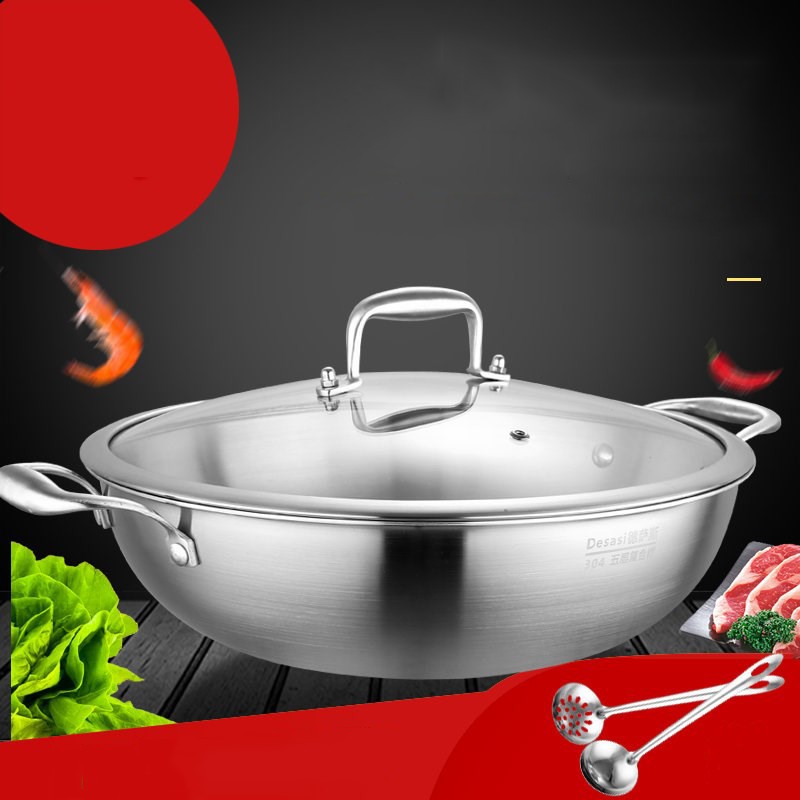 [BẢO HÀNH 1 ĐỔI 1] Nồi lẩu um xào inox 26cm bếp từ nắp kính