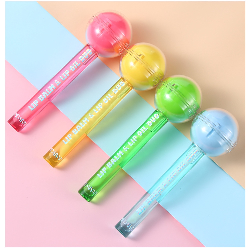 Son Dưỡng Có Màu Thiết Kế Hình Kẹo Mút HANDIAYAN Lollipop Lip Balm & Lip Oil Duo Dưỡng Ẩm Bền Màu Nội Địa Trung  E15