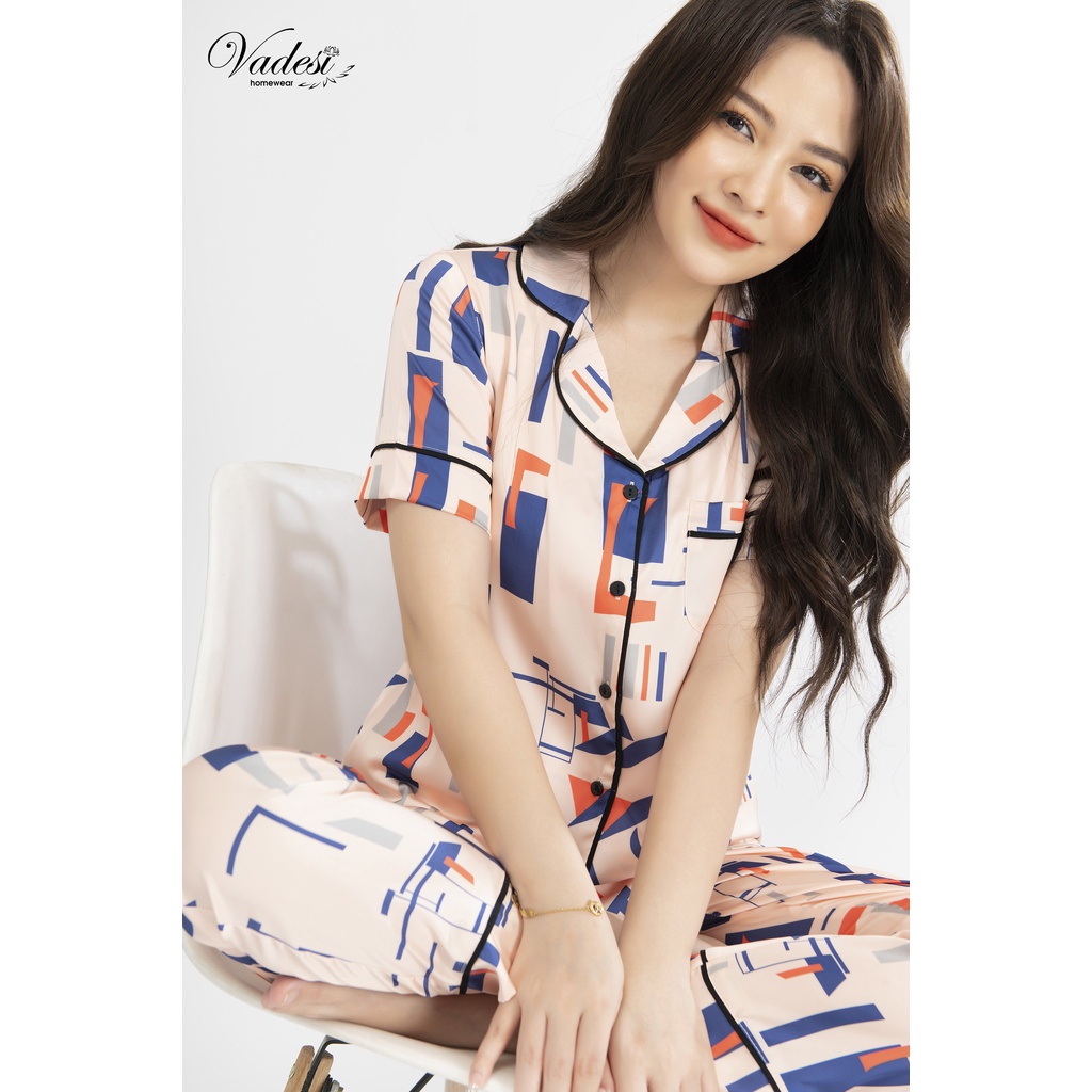 Đồ Bộ Ngủ Pijama Nữ Quần Dài Tay Ngắn Lụa Cao Cấp Phối Ren Mặc Nhà Đẹp Mềm Mịn Thấm Hút Thoáng Mát – VADESI