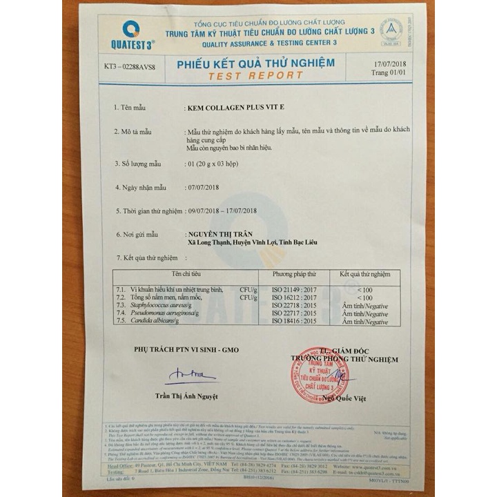 1 thùng 25kg Kem đêm KEM COLLAGEN PLUS VIT E