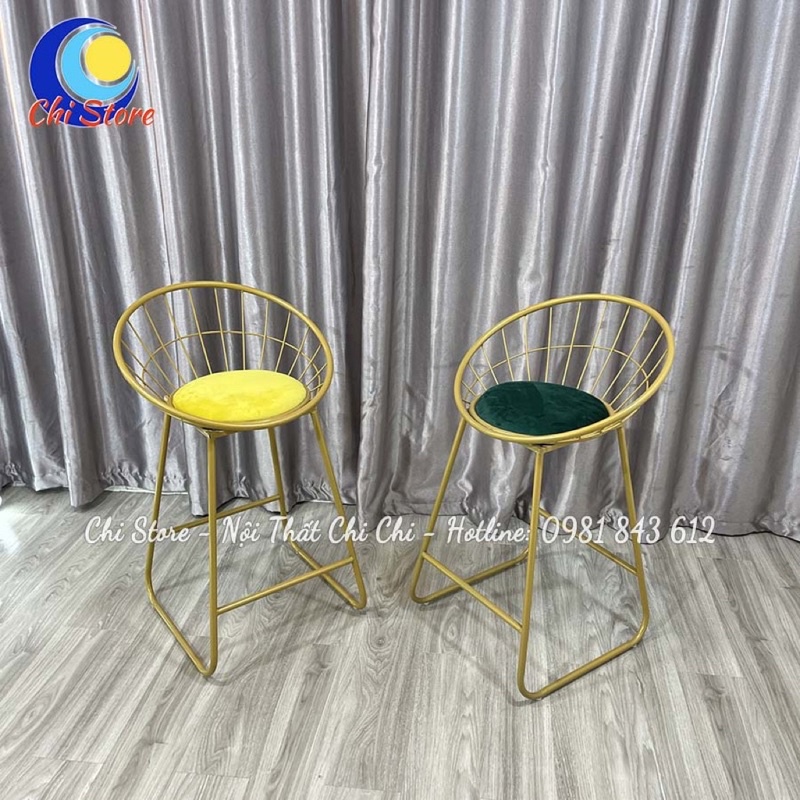 Ghế Decor Quán Cafe, Studio, Ghế Quầy Bar Khung Sắt Sơn Tĩnh Điện Cực Sang Chảnh