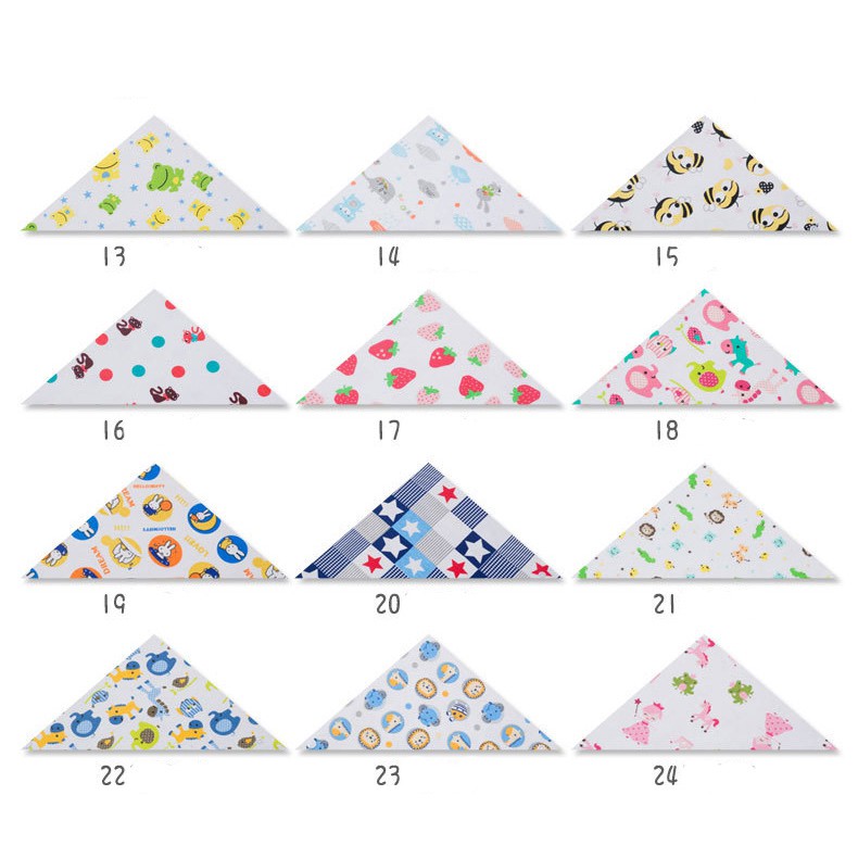 Yếm Ăn Cotton Hình Tam Giác Màu Ngẫu Nhiên Cho Bé
