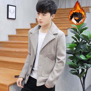 Áo khoác dạ nam dáng ngắn cổ vest hàng cao cấp đẹp