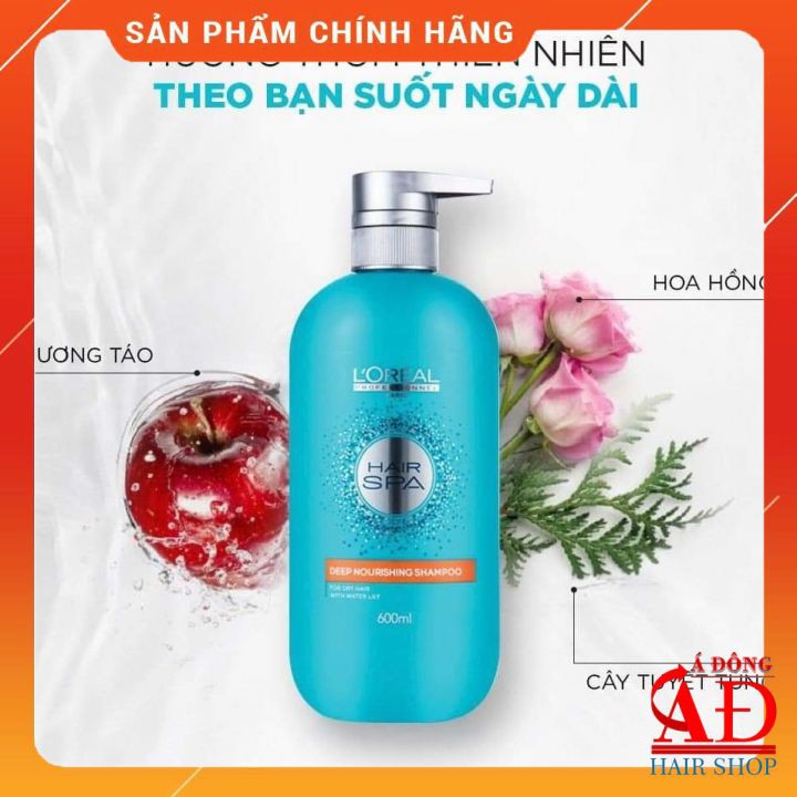 [Chính hãng] [Siêu rẻ] Dầu gội L'oreal Hair Spa Deep Nourishing shampoo suôn mượt cho tóc khô 600ml - Chính hãng