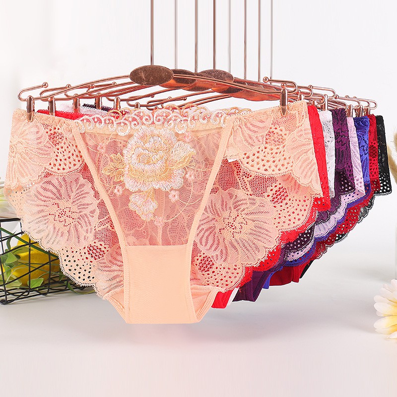 Women's underwear sexy lace underwear women's embroidered flower large size pure cotton crotch breathable women's briefs | BigBuy360 - bigbuy360.vn