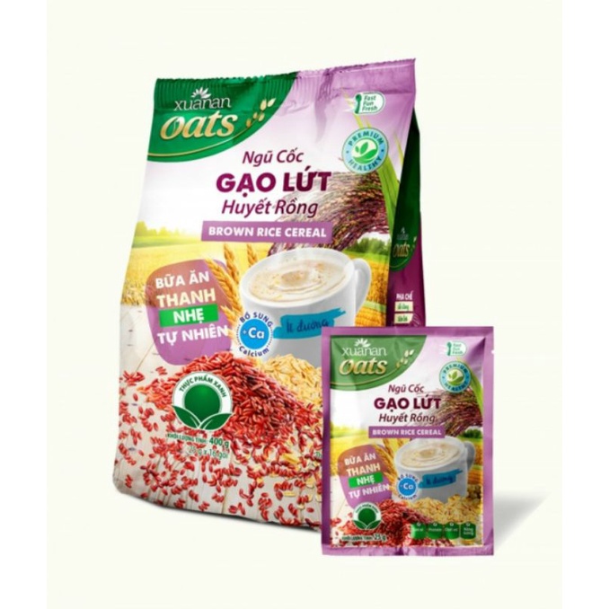 Combo NC Gạo Lứt Huyết Rồng 400gr và Yến mạch hạnh nhân hạt chia